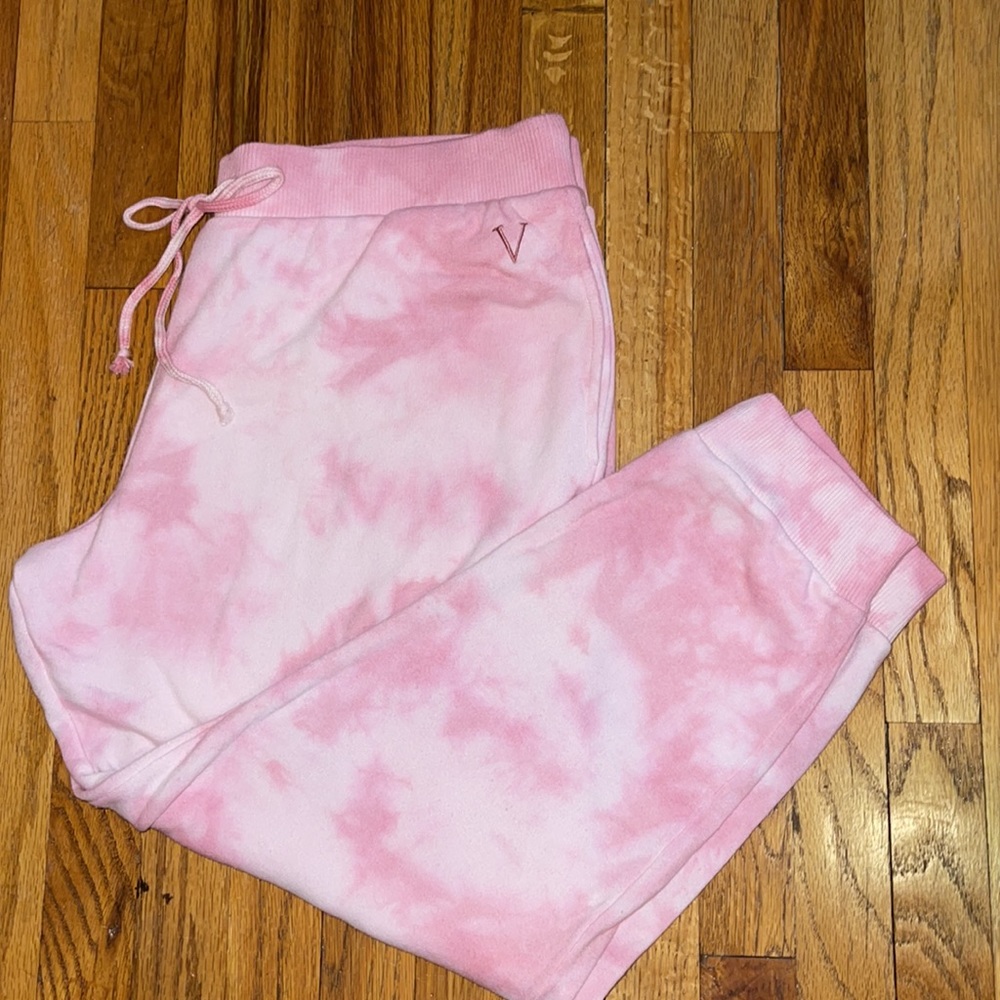 victoria secret stretch fleece pant tie dye pink - Picture 5 of 9